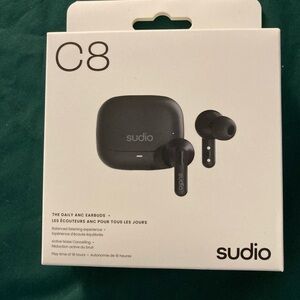 New In Box Sudio C8 Noise Canceling Ear Buds Water Resistant Black